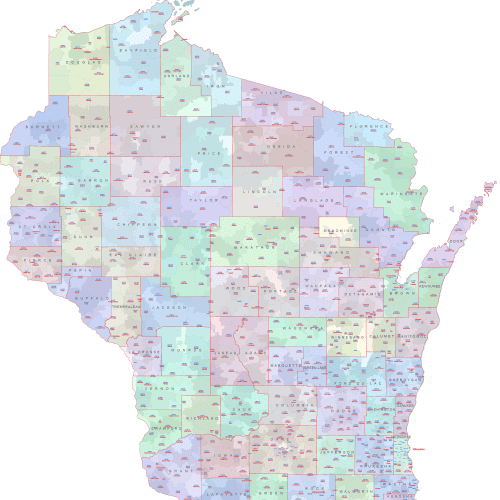 WI ZIP Codes with Cities and Counties