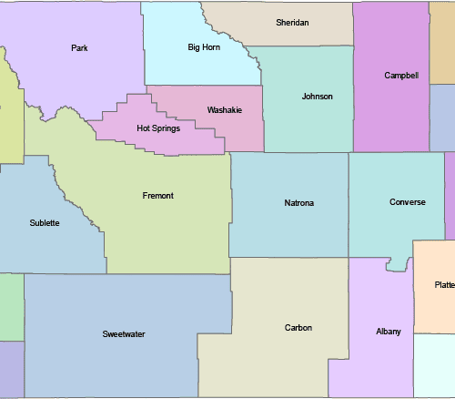 Wyoming Colored County Map