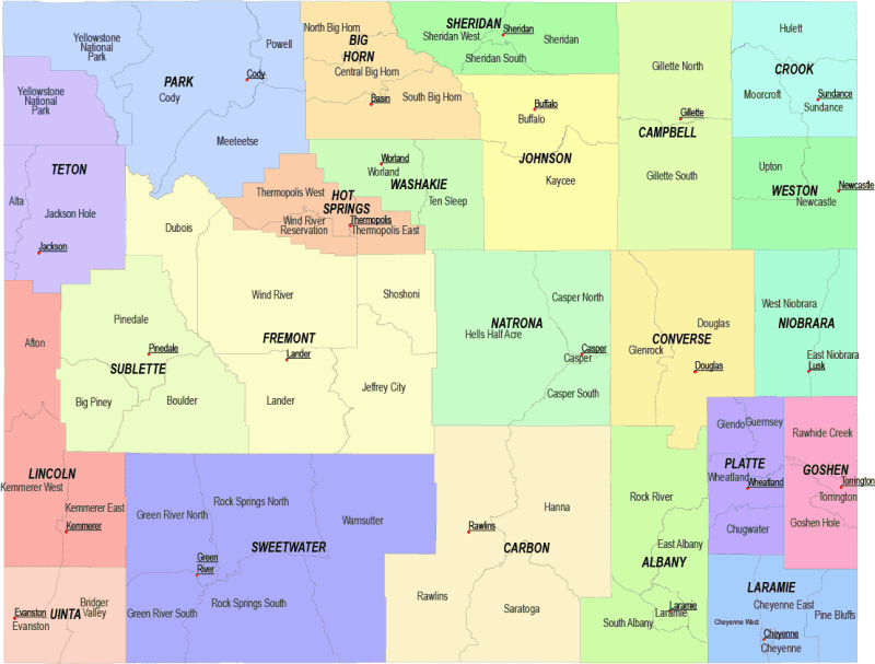 Wyoming County and Communities Map