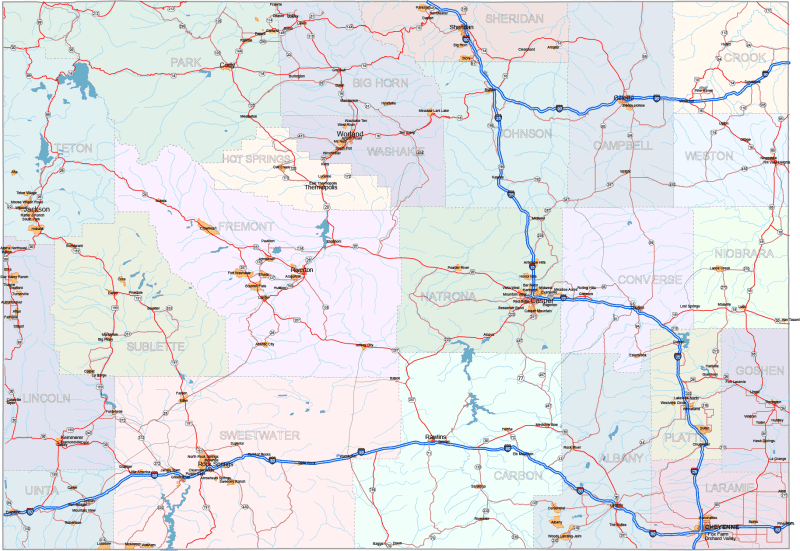 Wyoming Road and City Map
