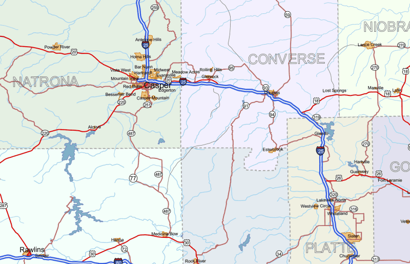 Wyoming Road and City Map