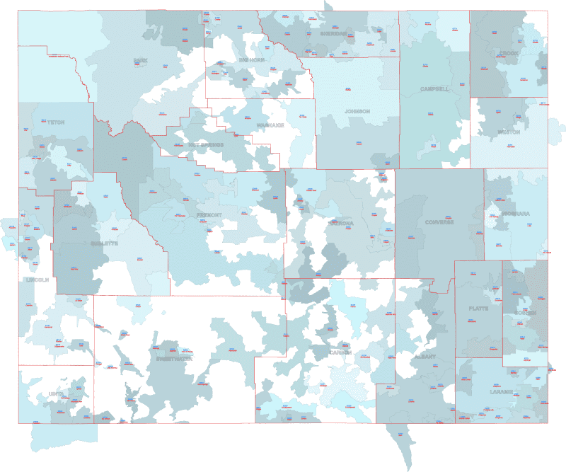 WY ZIP Codes With Cities And Counties