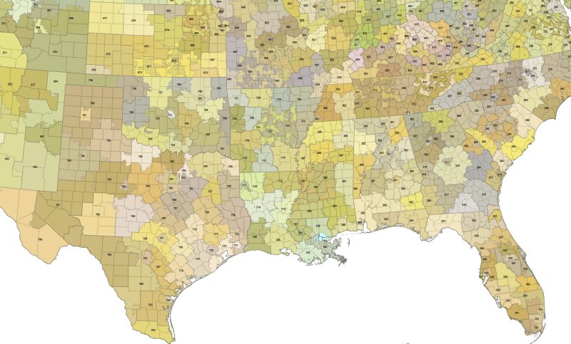 USA 3-Digit ZIP Codes Map with Counties 2 USA 3-digit ZIP Code map zoom