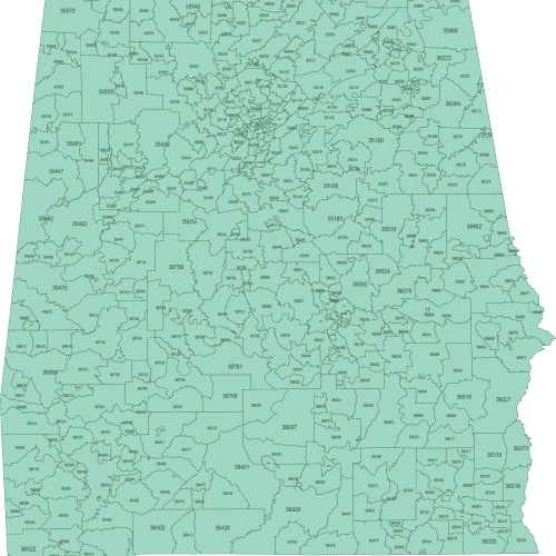 Alabama ZIP Code Map Basic