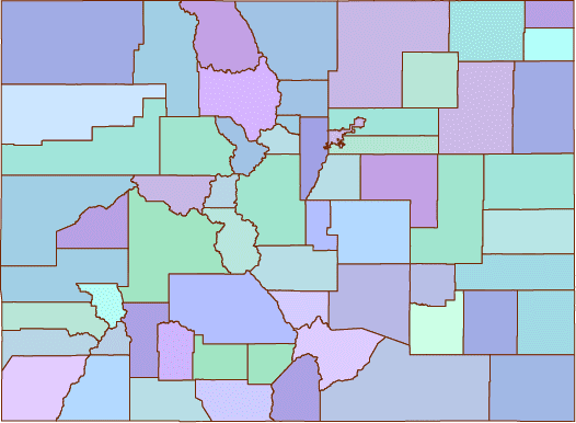 CO 3 digit zip code map county background"