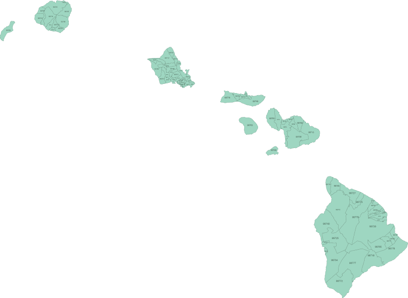 Hawaii ZIP Code Map Basic