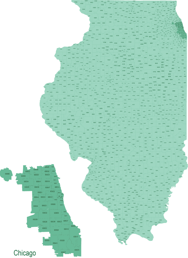 Illinois ZIP Code Map Basic