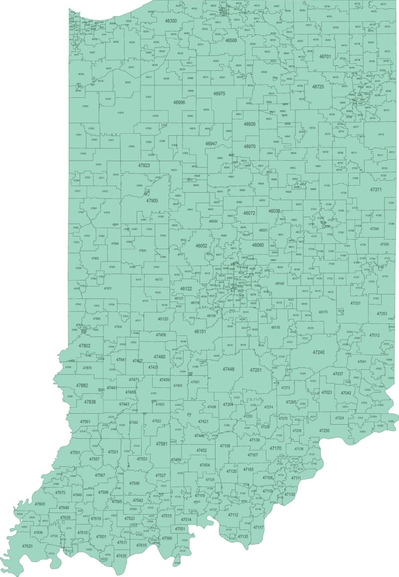 Indiana ZIP Code Map Basic