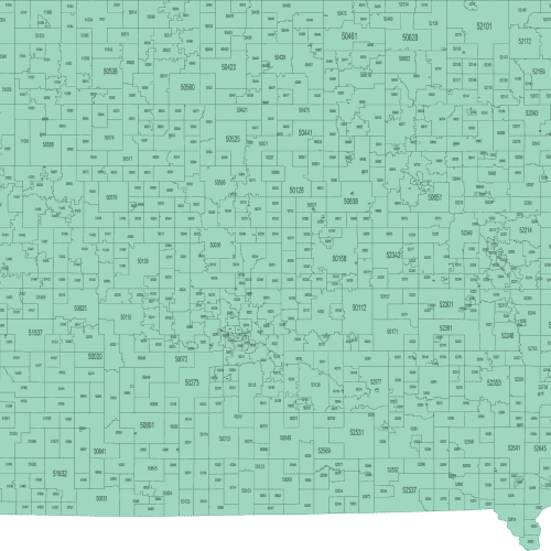 Iowa ZIP Code Map Basic