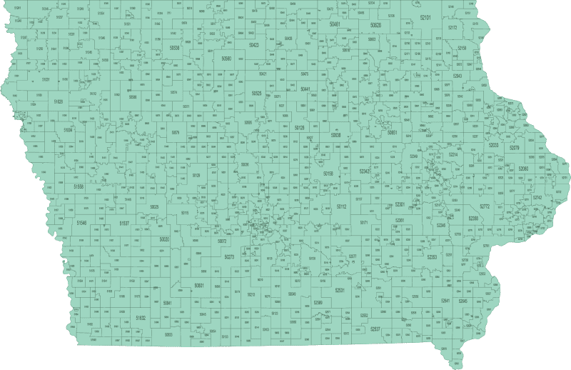 Iowa ZIP Code Map Basic