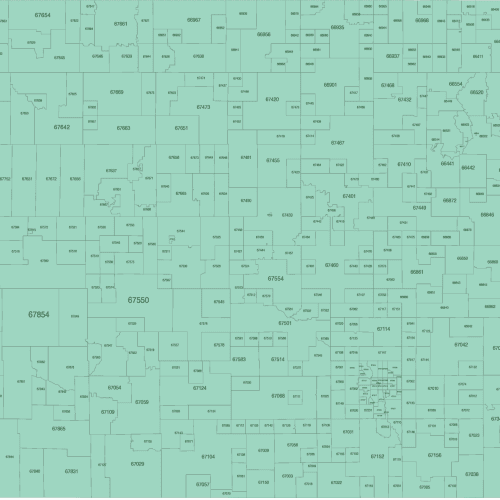 Kansas ZIP Code Map Basic