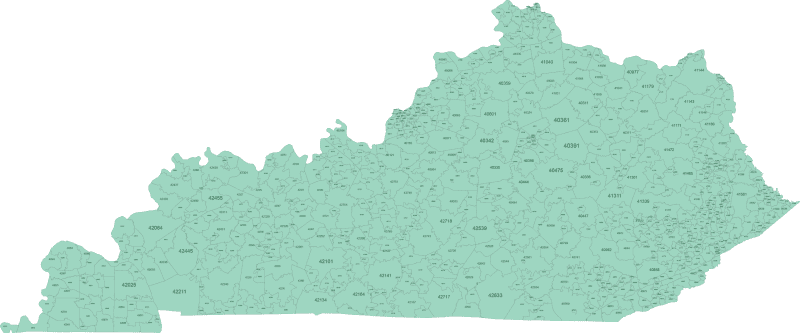 Kentucky ZIP Code Map Basic