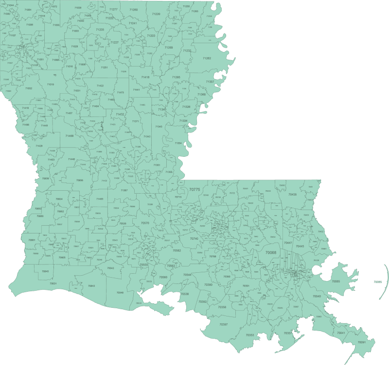 Louisiana ZIP Code Map Basic