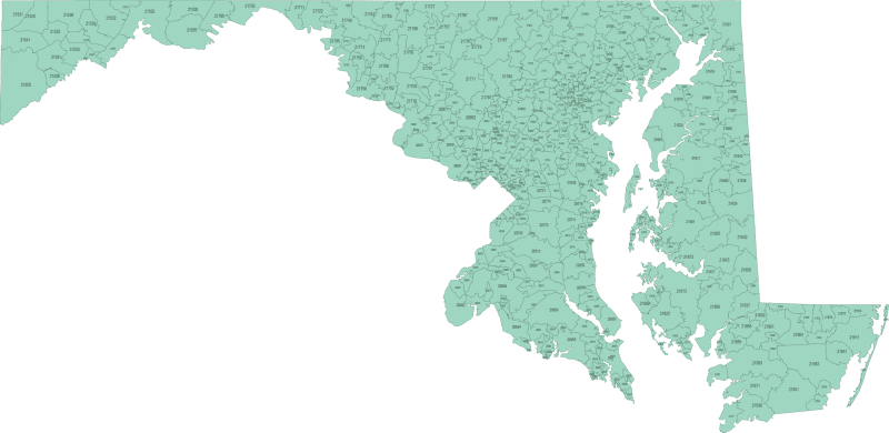 Maryland ZIP Code Map Basic