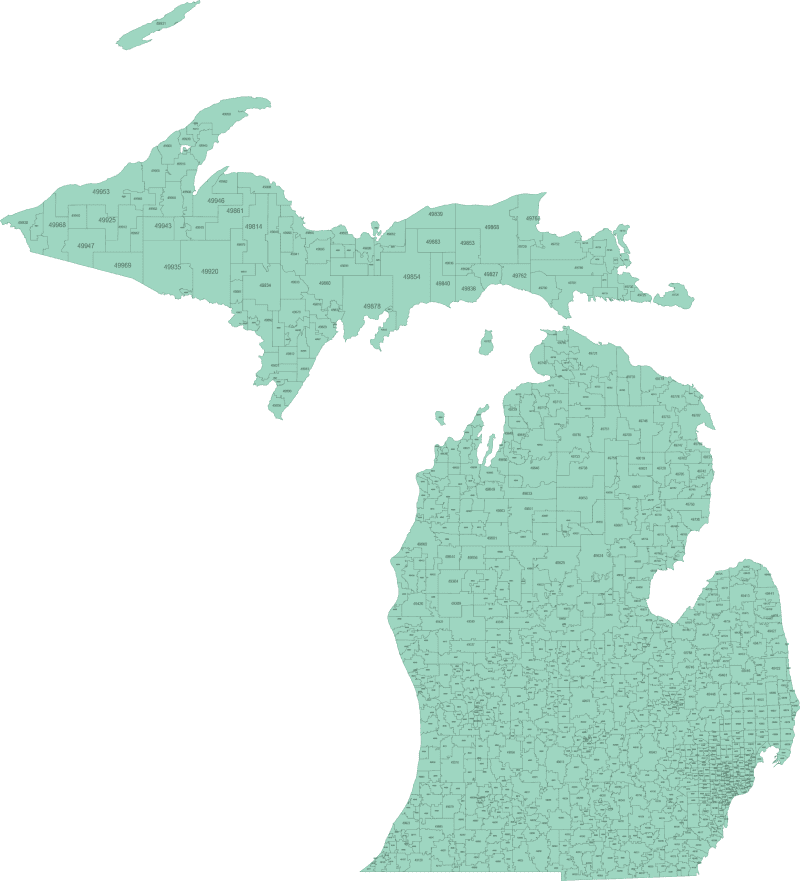 Michigan ZIP Code Map Basic