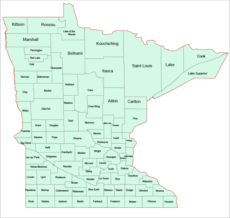 Minnesota Vector County Map