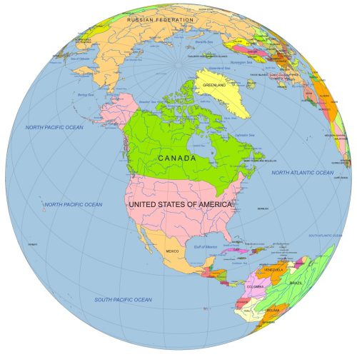 North America Centered Globe
