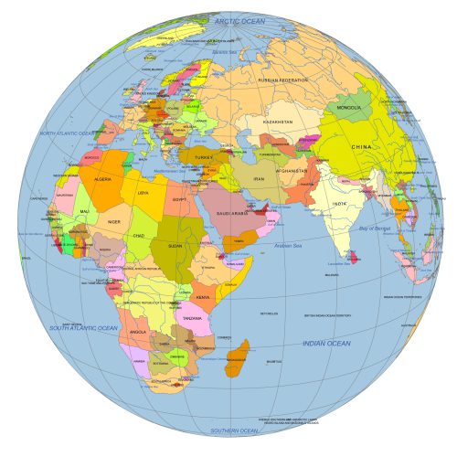 Near East Focused Colored Globe
