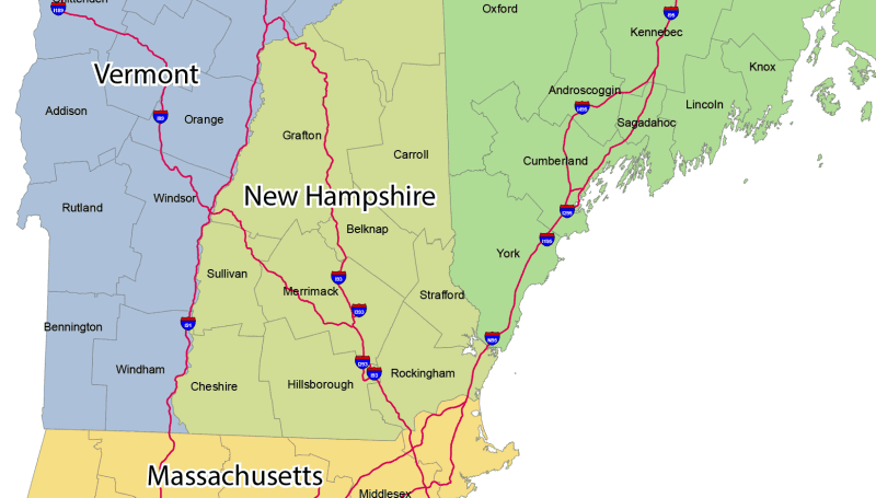 CartoCraft New England County Map