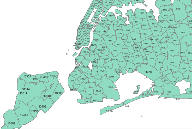 New York ZIP Code Map Basic