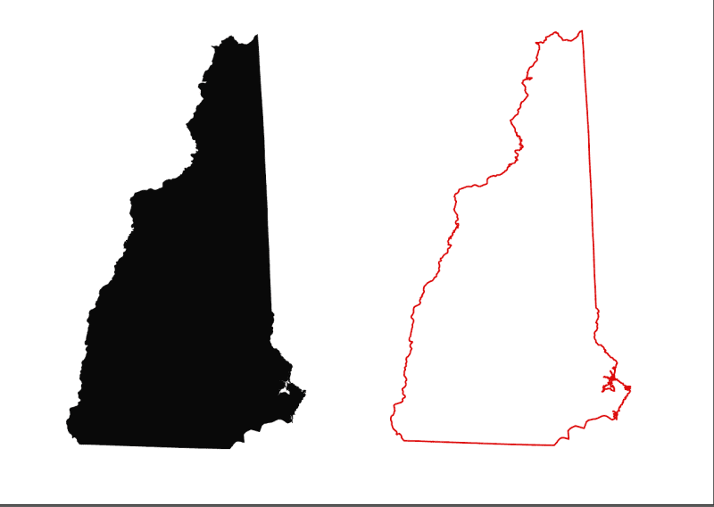 New Hampshire Black Fill Map