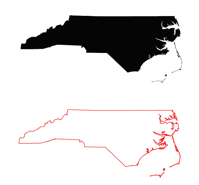 North Carolina Black Fill Map
