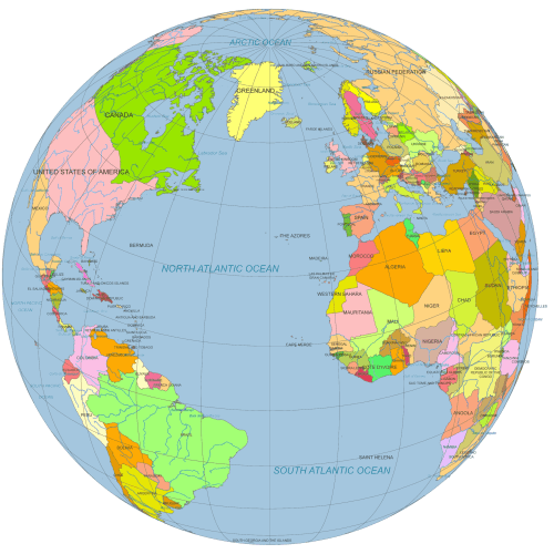 Vector Globe North America to Europe
