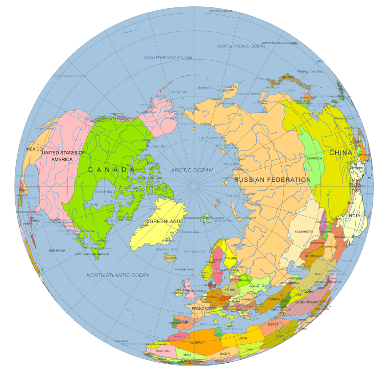 North Pole Globe Map