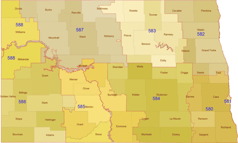 north_dakota_3_digit_zip_code_map North Dakota 3-Digit ZIP Code Map