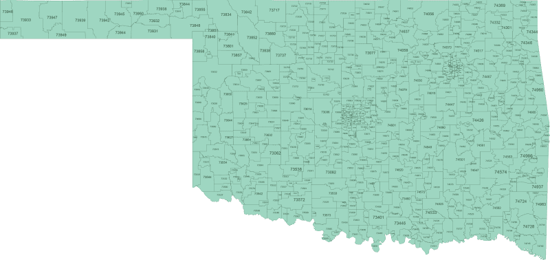 Oklahoma ZIP Code Map Basic