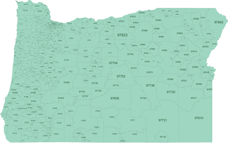 Oregon ZIP Code Map Basic