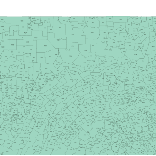 Pennsylvania ZIP code Map Schematic