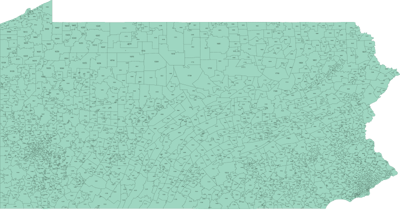 Pennsylvania ZIP code Map Schematic