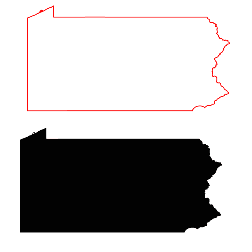 Pennsylvania Free Black Fill Map