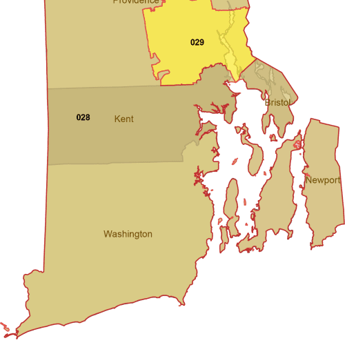 Editable Rhode Island 3-Digit ZIP Code Map