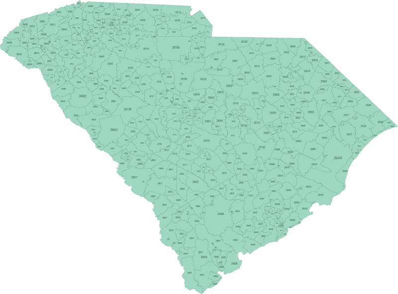 South Carolina ZIP Code Map-Basic