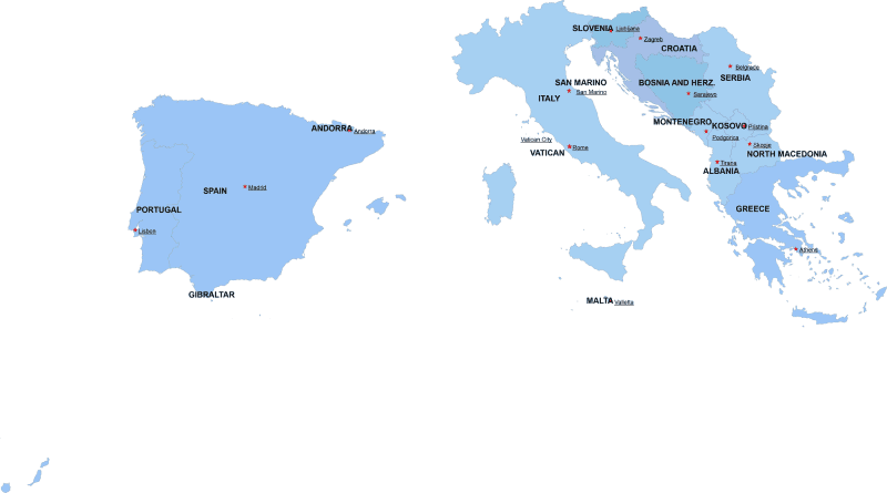 Southern-Europe digital map