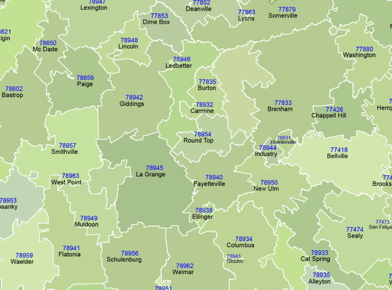 Texas ZIP Codes Map-detail1