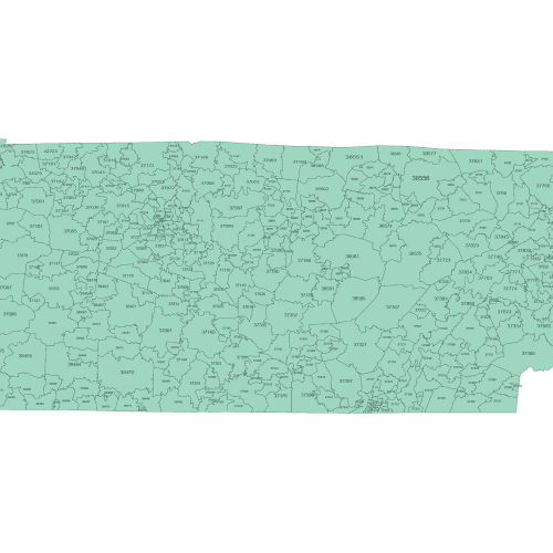 Tennessee ZIP Code Map Basic