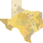 Texas 3-Digit ZIP Code Map with Counties