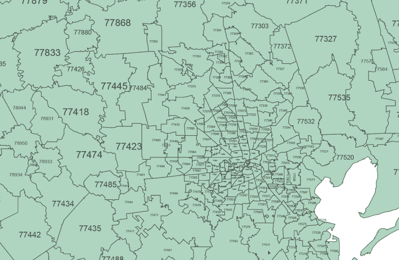 Texas ZIP Code Map Bisic- detail2