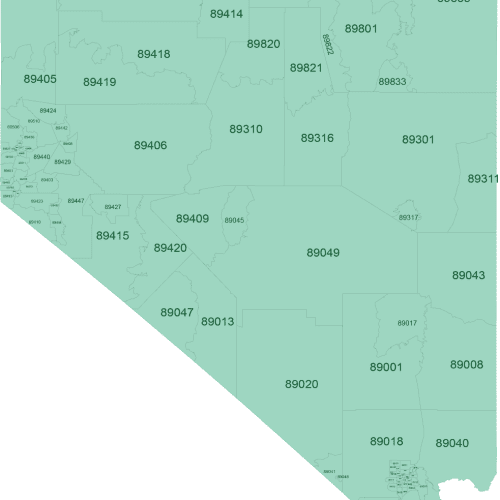 Nevada ZIP Code Map Basic