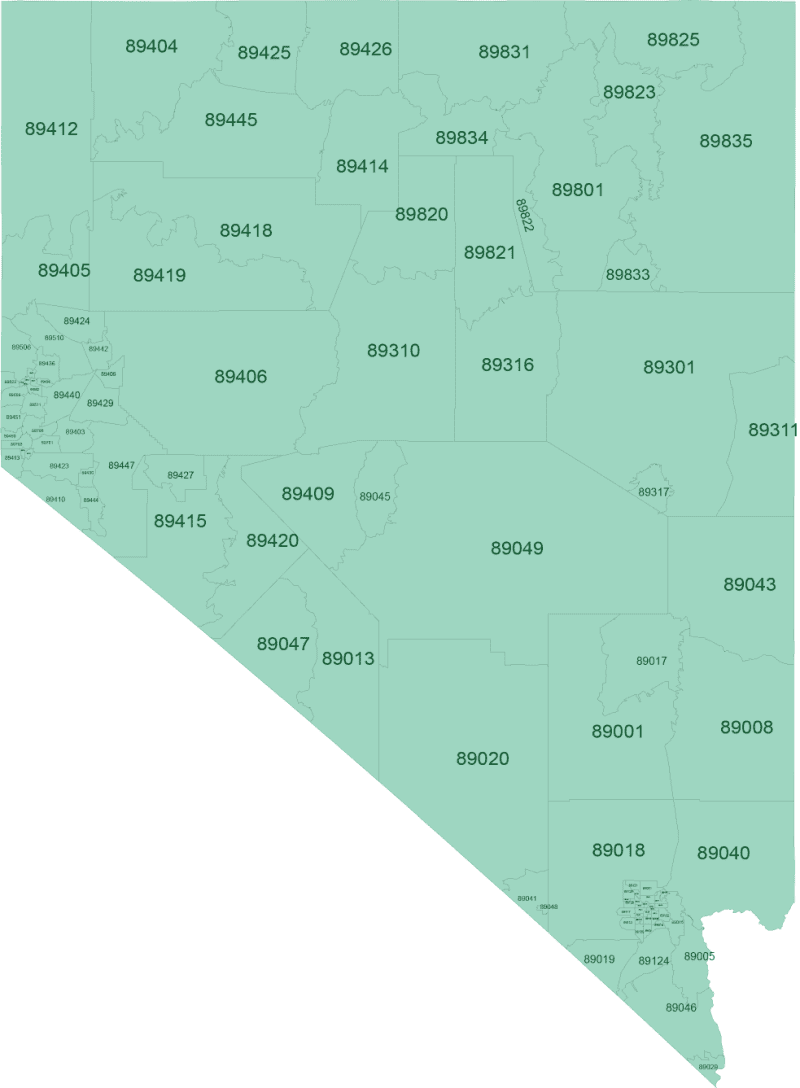Nevada ZIP Code Map Basic