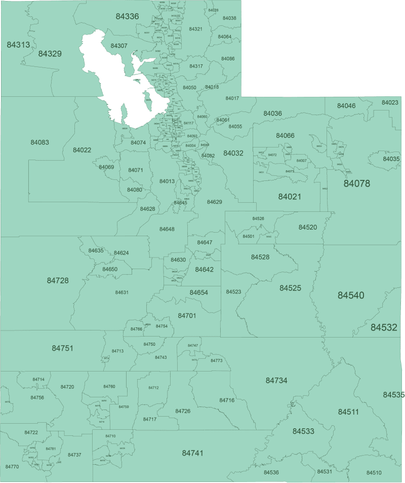 Utah ZIP Code Map Basic