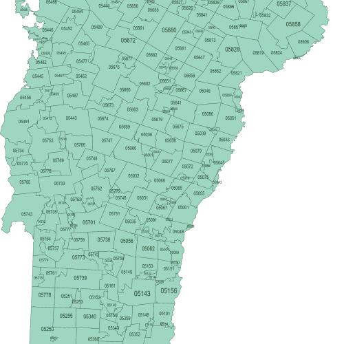 Vermont ZIP Code Map Basic