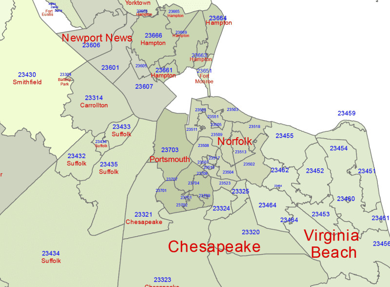 Virginia ZIP Code Map With Cities