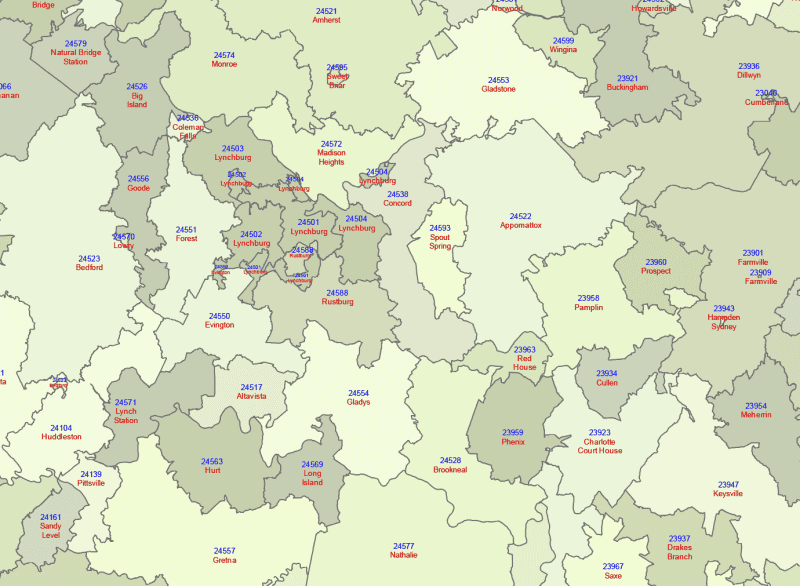 Virginia ZIP Code Map With Cities