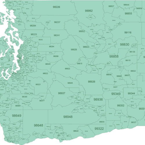 Washington ZIP Code Map Basic