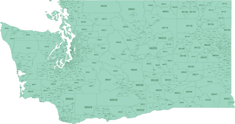 Washington ZIP Code Map Basic