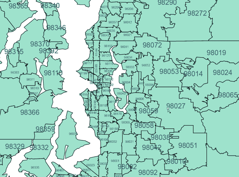 Washington ZIP Code Map Basic